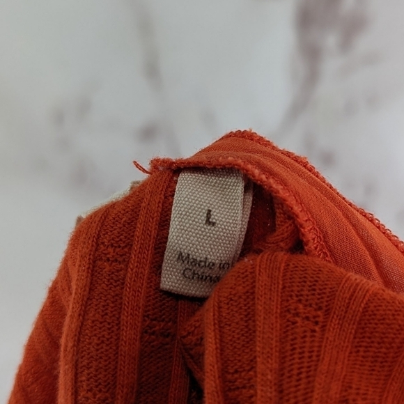 Soft Surroundings Shirt Womens Large Orange Roma Ribbed Ruffle Button Scoop - Picture 4 of 12